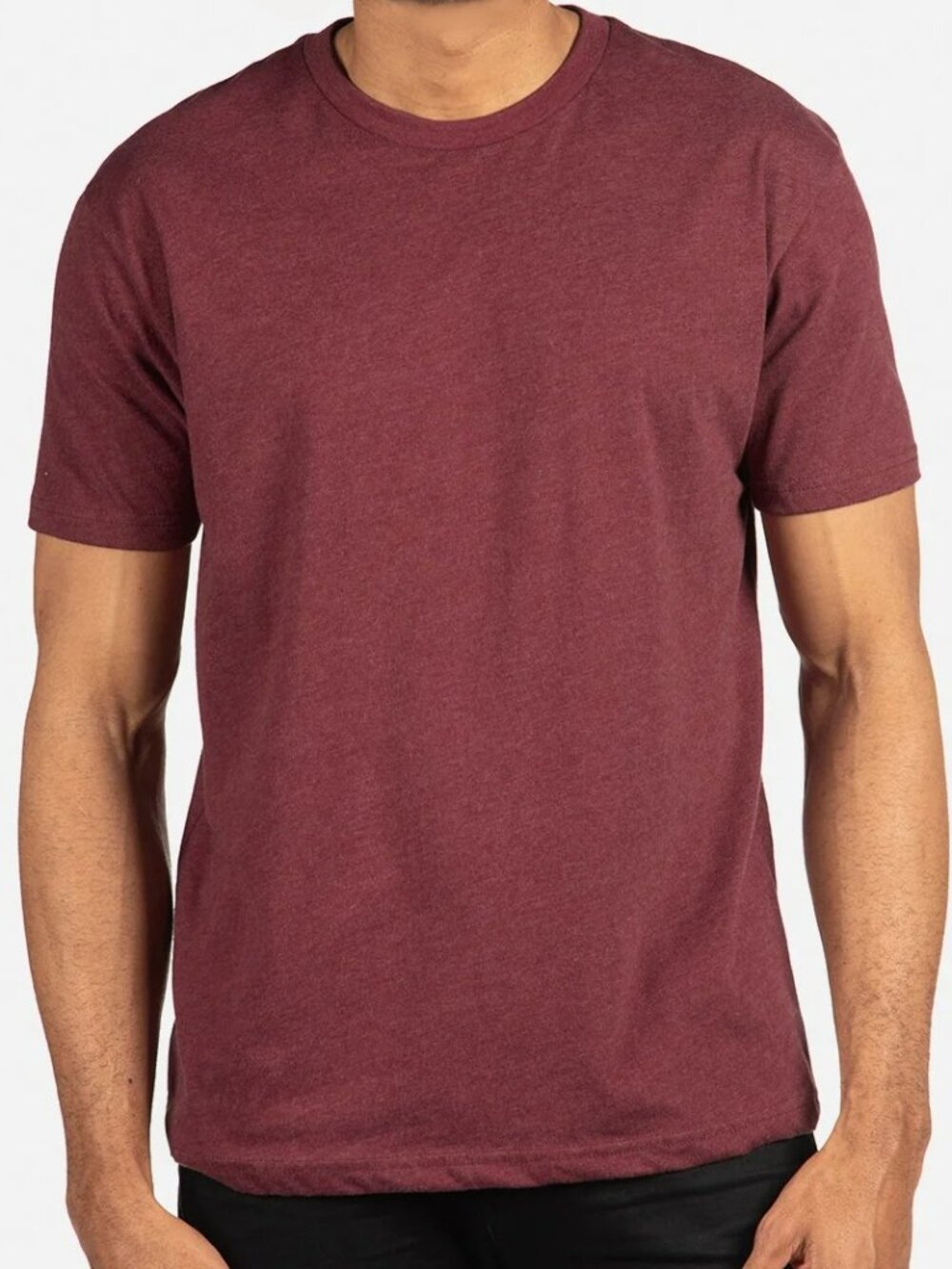 Crew Neck Men's Short Sleeve Heathered Burgundy T-Shirt (M) EUC